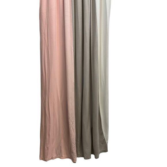 Pink Blush Gray Pink and White Colorblock Scoop Neck Maxi Maternity Dress Large - Picture 4 of 11